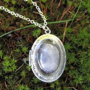 Moon Rose Quartz Crystal Photo Locket Necklace